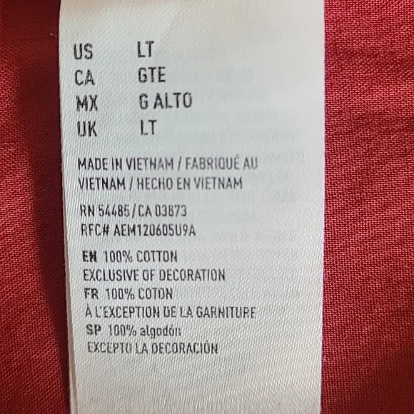 American Eagle Seriously Soft Classic Fit Lg Slv Button Down Shirt Sz LT. Rust - Picture 10 of 12